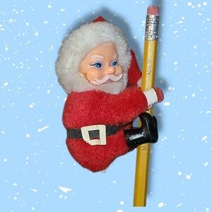Vintage Santa Clause Clip‎ On Pencil Hugger Christmas Toy